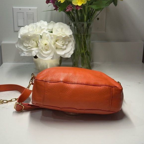 Tory Burch Amanda Vibrant Orange Shoulder Bag + Dust Bag - Picture 3 of 13